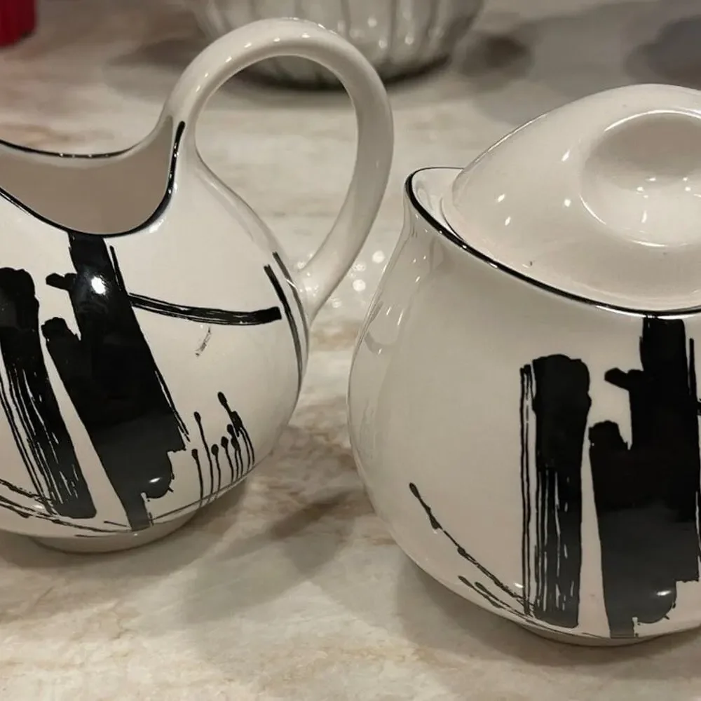Sango Calligraphy Larry Lasso 80’s cream and sugar set EUC